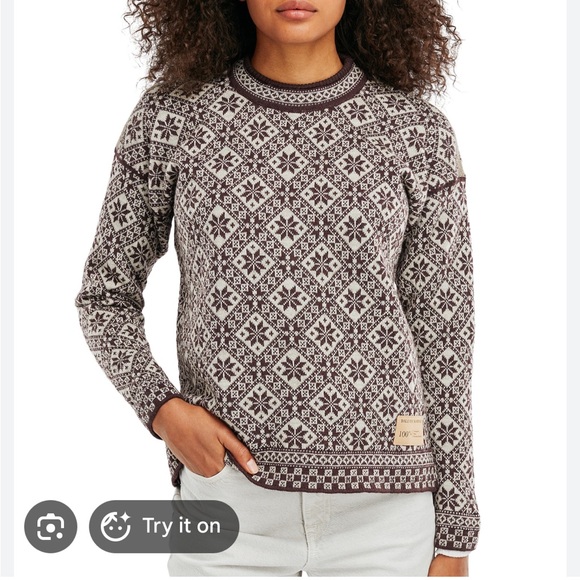 Dale of Norway Sweaters - Dale of Norway Bjoroy Brown/Plum and Cream Knit Sweater size M